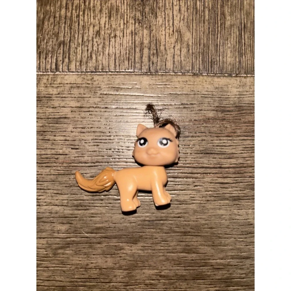 Polly Pocket Pretend Play‎ Toy Pet Animal Figure Brown Faux Hair On Head Kids